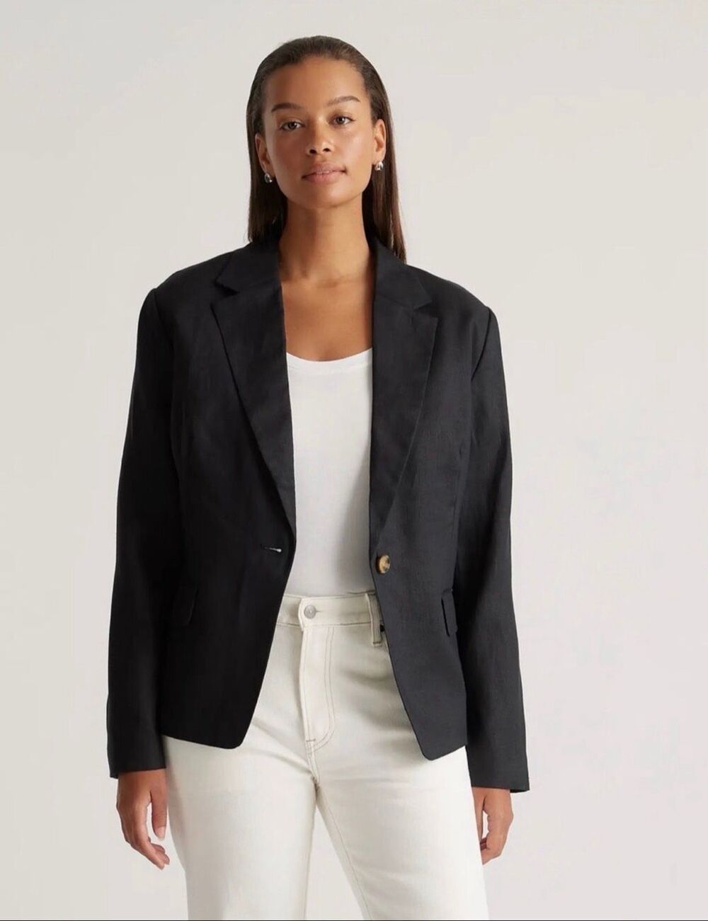 Quince 100% Linen Blazer black Size small relaxed fit
